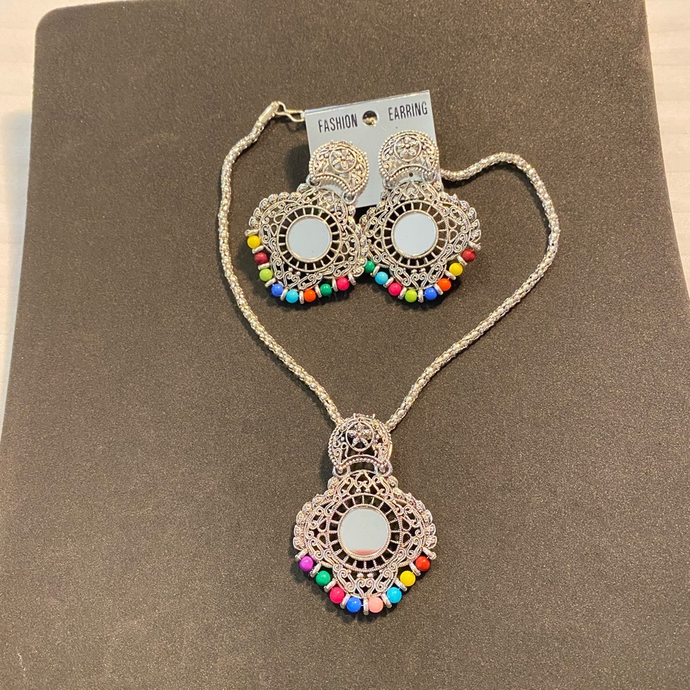 🆕 silver mirror necklace with earrings - Picture 8 of 9